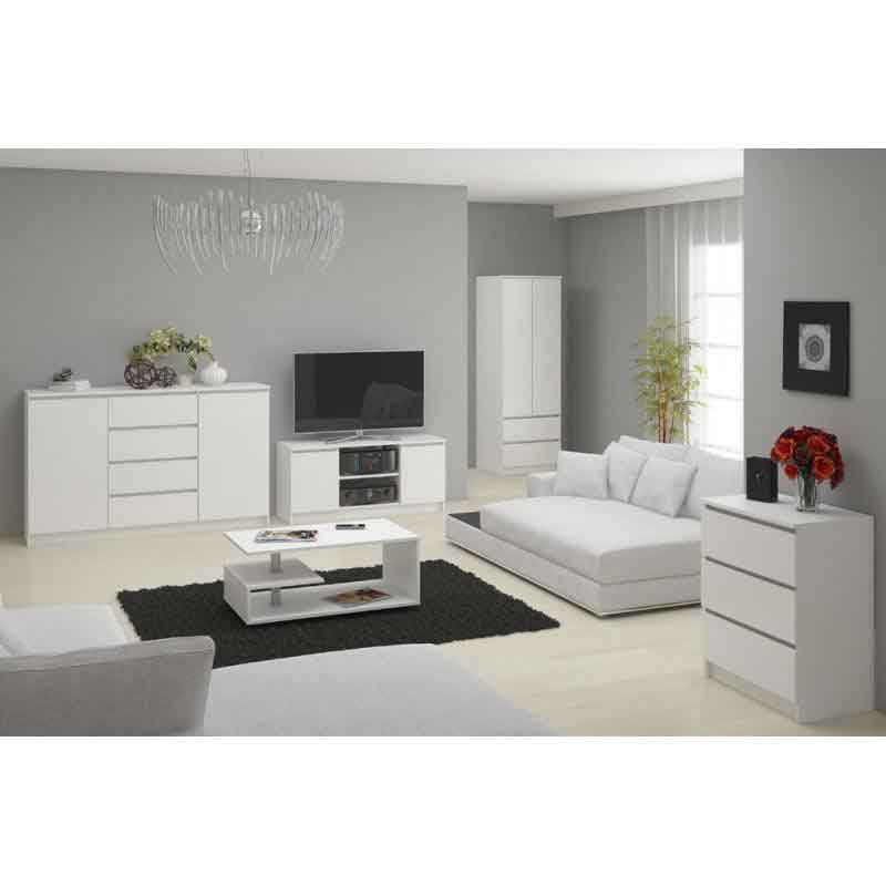 Comoda pentru TV, PAL laminat, 6 rafturi, alb MAT, 120x40x55 cm [5]