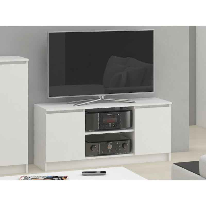 Comoda pentru TV, PAL laminat, 6 rafturi, alb MAT, 120x40x55 cm [3]