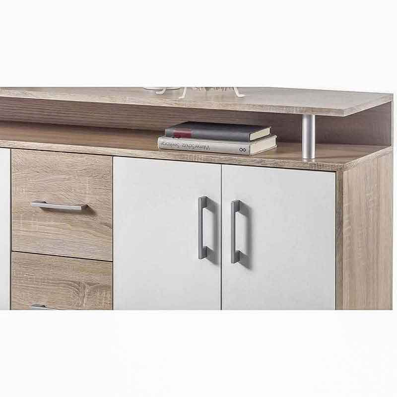 Comoda tv ieftina alb-sonoma DRIFT, 139X34X90 cm [3]
