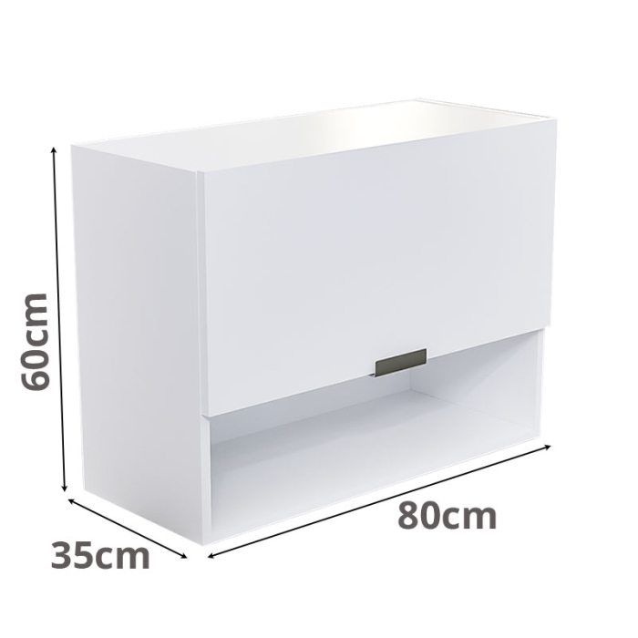Corp bucătărie suspendat Lucmi – Alb Mat, PAL 18 mm, 1 poliță, 80 x 35 x 60(h)cm, usa cu amortizor [4]