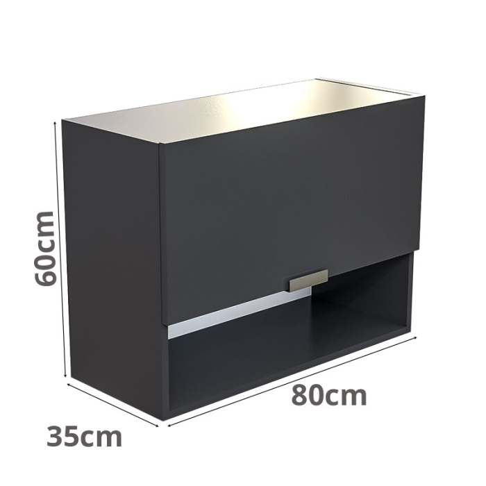 Corp bucătărie suspendat Lucmi – Negru Mat, PAL 18 mm, 1 poliță, 80 x 35 x 60(h)cm, usa cu amortizor [4]