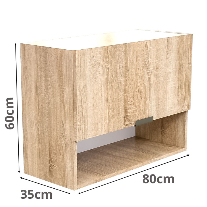 Corp bucătărie suspendat Lucmi – Stejar Natur, PAL 18 mm, 1 poliță, 80 x 35 x 60(h)cm, usa cu amortizor [4]