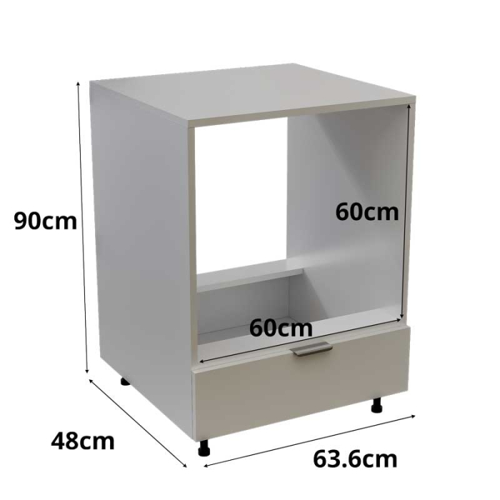 Corp inferior bucătărie pentru cuptor incorporabil, cu spațiu depozitare, 48x63.6x90 cm – Alb Mat, PAL 18 mm, Lucmi [5]