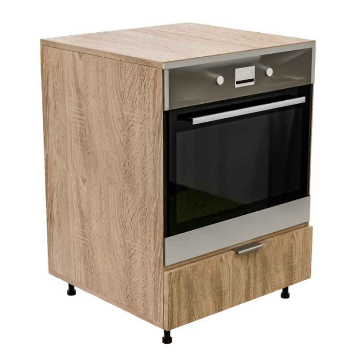 Corp inferior bucătărie pentru cuptor incorporabil, cu spațiu depozitare, 48x63.6x90 cm – Stejar Natur, PAL 18 mm, Lucmi [3]