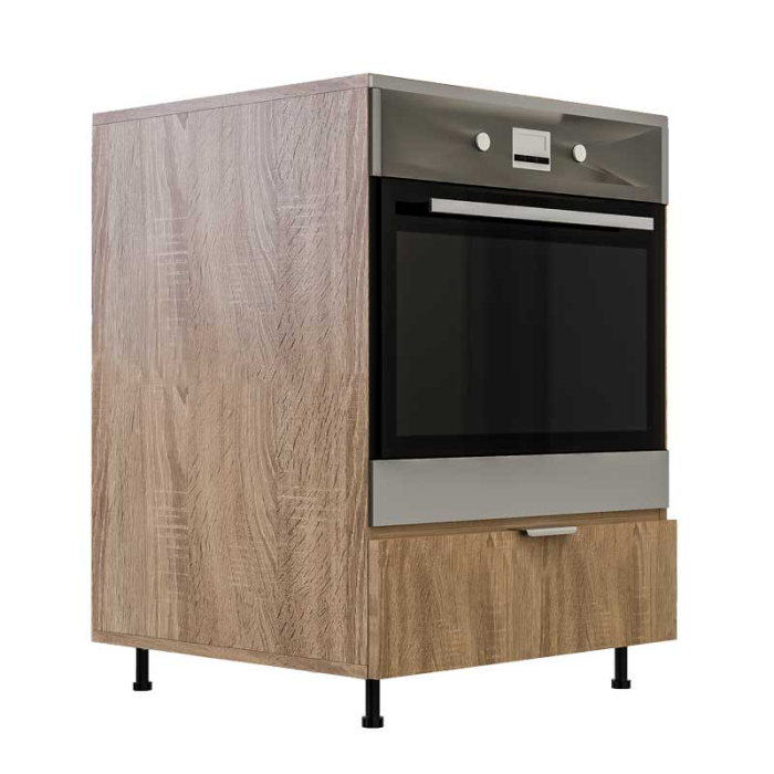 Corp inferior bucătărie pentru cuptor incorporabil, cu spațiu depozitare, 48x63.6x90 cm – Stejar Natur, PAL 18 mm, Lucmi [1]