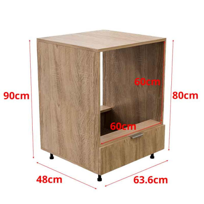 Corp inferior bucătărie pentru cuptor incorporabil, cu spațiu depozitare, 48x63.6x90 cm – Stejar Natur, PAL 18 mm, Lucmi [6]