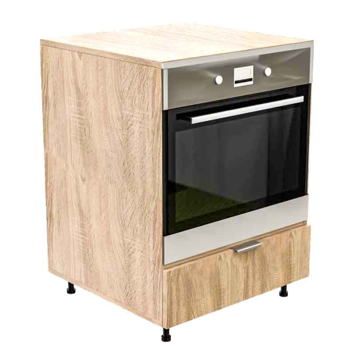 Corp inferior bucătărie pentru cuptor incorporabil, cu spațiu depozitare, 48x63.6x90 cm – Stejar Natur, PAL 18 mm, Lucmi [2]