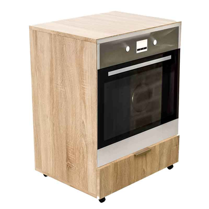 Corp Inferior cu Roți pentru Cuptor Încorporabil Lucmi – Negru Mat, PAL 18 mm, Cant ABS 2 mm, cu Spațiu de Depozitare [3]
