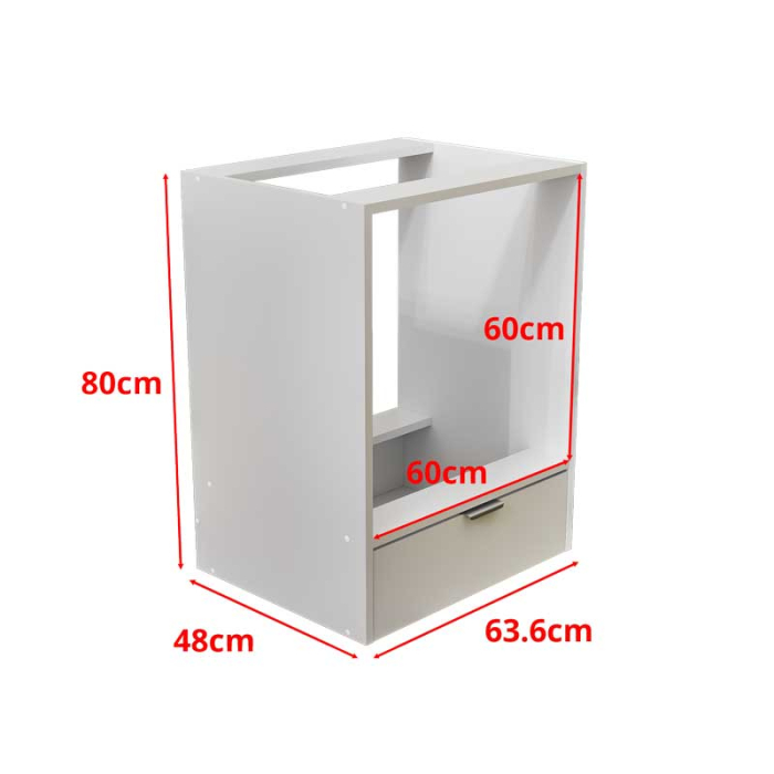 Corp Inferior pentru Cuptor incorporabil, Lucmi, PAL 18mm, Cant ABS 2mm, Alb Mat, cu spatiu depozitare, 48(a) x 63.6( L) x 80(h)cm [4]