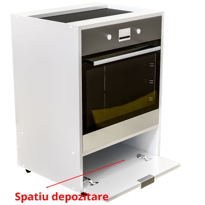 Corp Inferior cu Roți pentru Cuptor Încorporabil Lucmi – Alb Mat, PAL 18 mm, Spațiu de Depozitare, 48 × 63,6 × 87 cm [9]