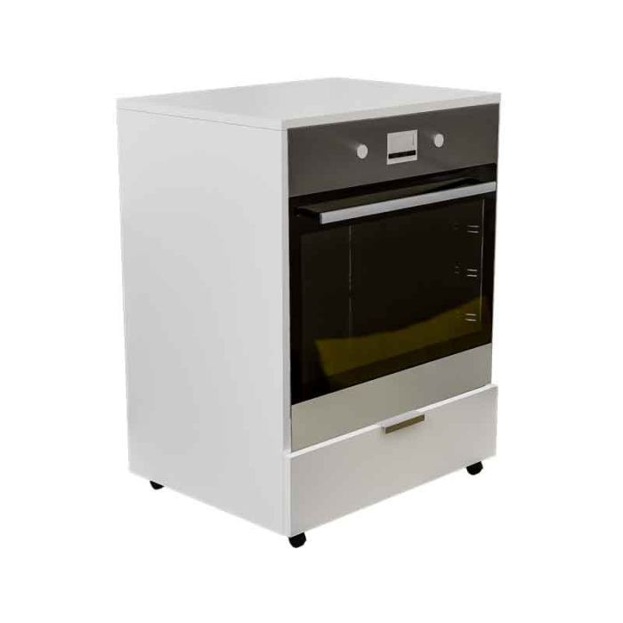 Corp Inferior cu Roți pentru Cuptor Încorporabil Lucmi – Alb Mat, PAL 18 mm, Spațiu de Depozitare, 48 × 63,6 × 87 cm [2]
