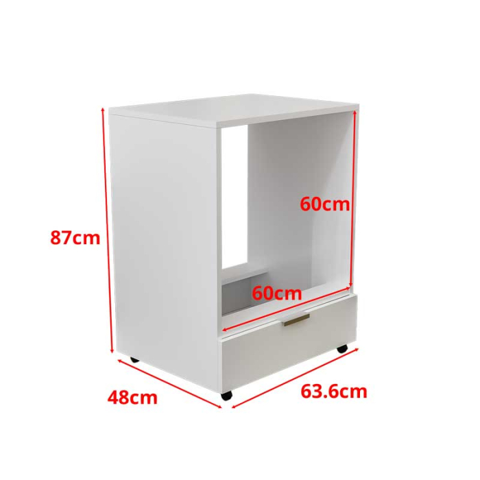 Corp Inferior cu Roți pentru Cuptor Încorporabil Lucmi – Alb Mat, PAL 18 mm, Spațiu de Depozitare, 48 × 63,6 × 87 cm [8]