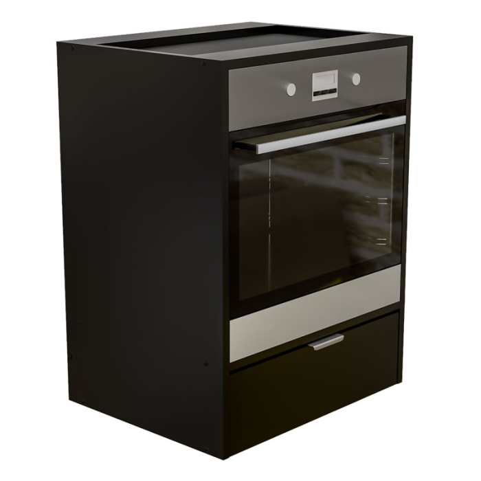 Corp Inferior pentru Cuptor incorporabil, Lucmi, PAL 18mm, Cant ABS 2mm, Negru Mat, cu spatiu depozitare, 48(a) x 63.6( L) x 80(h)cm [1]