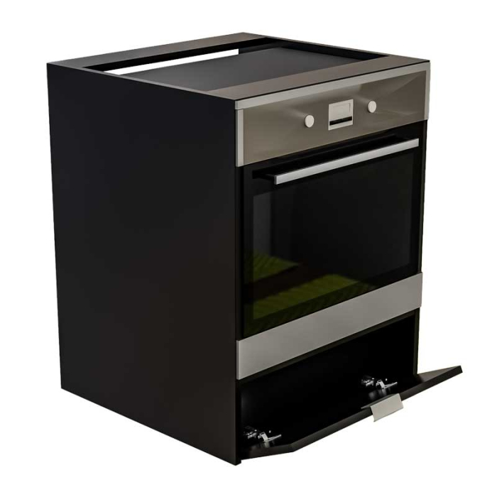 Corp Inferior pentru Cuptor incorporabil, Lucmi, PAL 18mm, Cant ABS 2mm, Negru Mat, cu spatiu depozitare, 48(a) x 63.6( L) x 80(h)cm [3]