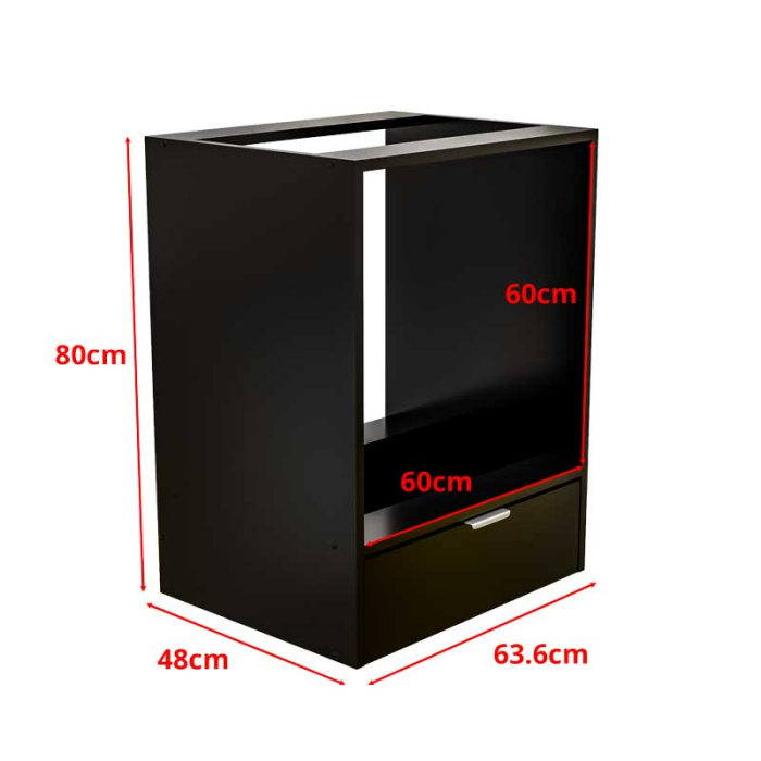 Corp Inferior pentru Cuptor incorporabil, Lucmi, PAL 18mm, Cant ABS 2mm, Negru Mat, cu spatiu depozitare, 48(a) x 63.6( L) x 80(h)cm [4]
