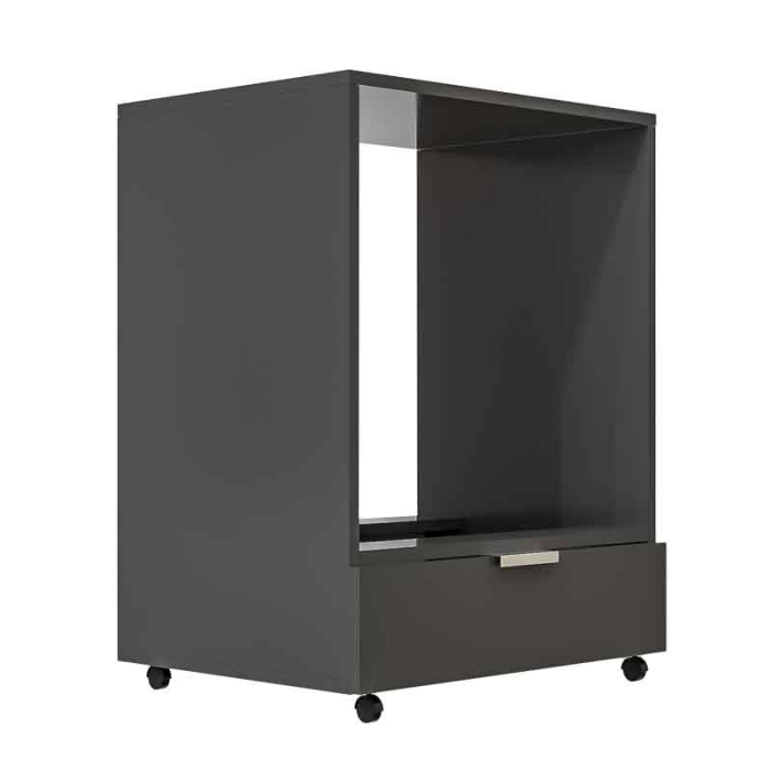 Corp Inferior cu Roți pentru Cuptor Încorporabil Lucmi – Negru Mat, PAL 18 mm, Cant ABS 2 mm, cu Spațiu de Depozitare [9]