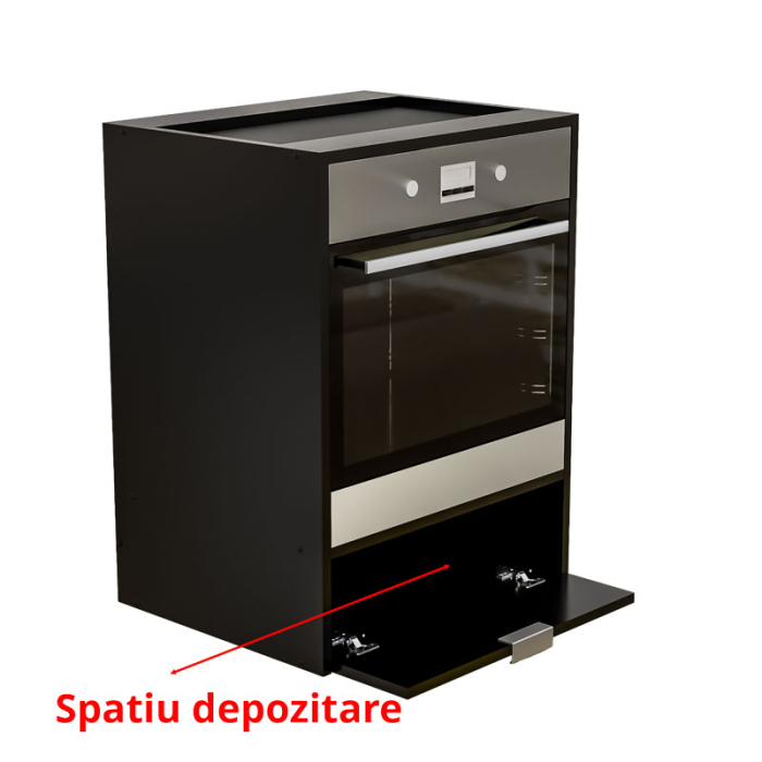 Corp Inferior pentru Cuptor incorporabil, Lucmi, PAL 18mm, Cant ABS 2mm, Negru Mat, cu spatiu depozitare, 48(a) x 63.6( L) x 80(h)cm [6]