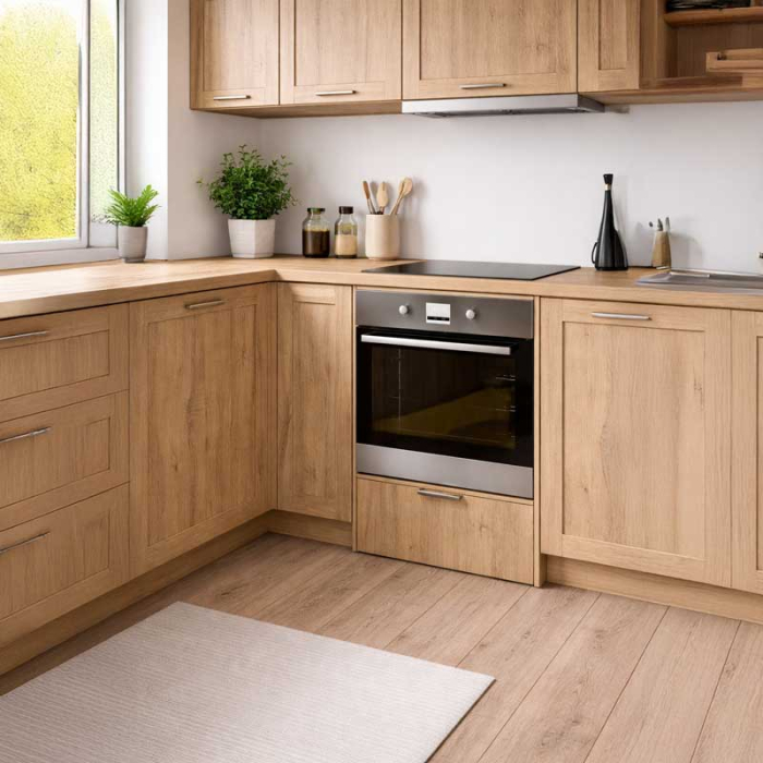 Corp Inferior pentru Cuptor incorporabil, Lucmi, PAL 18mm, Cant ABS 2mm, Stejar Natur, cu spatiu depozitare, 48(a) x 63.6( L) x 80(h)cm [2]