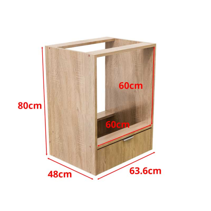 Corp Inferior pentru Cuptor incorporabil, Lucmi, PAL 18mm, Cant ABS 2mm, Stejar Natur, cu spatiu depozitare, 48(a) x 63.6( L) x 80(h)cm [5]