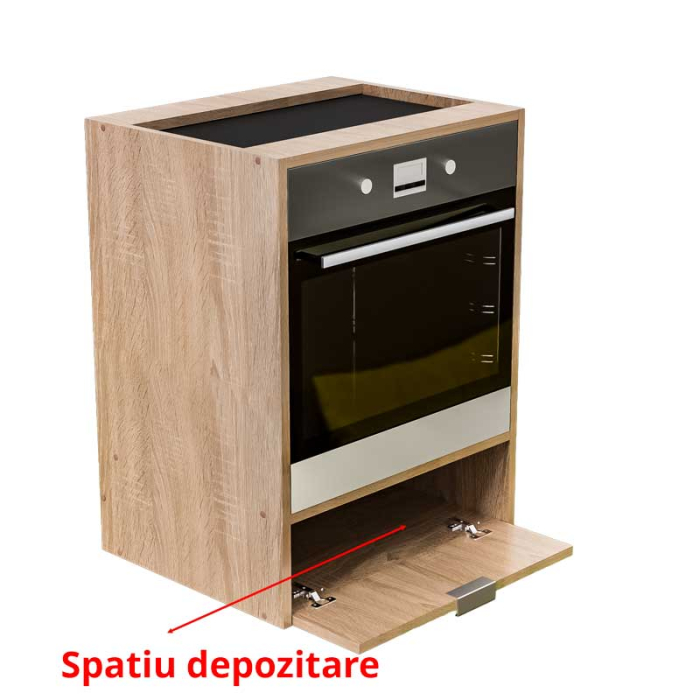 Corp Inferior pentru Cuptor incorporabil, Lucmi, PAL 18mm, Cant ABS 2mm, Stejar Natur, cu spatiu depozitare, 48(a) x 63.6( L) x 80(h)cm [6]