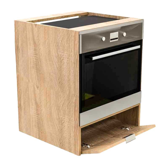 Corp Inferior pentru Cuptor incorporabil, Lucmi, PAL 18mm, Cant ABS 2mm, Stejar Natur, cu spatiu depozitare, 48(a) x 63.6( L) x 80(h)cm [3]