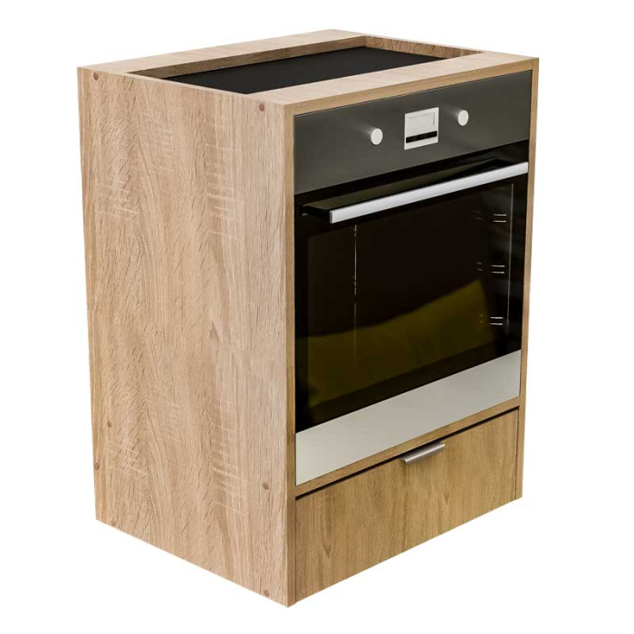 Corp Inferior pentru Cuptor incorporabil, Lucmi, PAL 18mm, Cant ABS 2mm, Stejar Natur, cu spatiu depozitare, 48(a) x 63.6( L) x 80(h)cm [1]