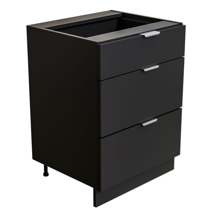 Corp Modular Bucătărie PAL 18 mm, Negru Mat, 3 Sertare, Glisiere Tandem Blum cu Blumotion, Mâner Profil 120 mm [2]