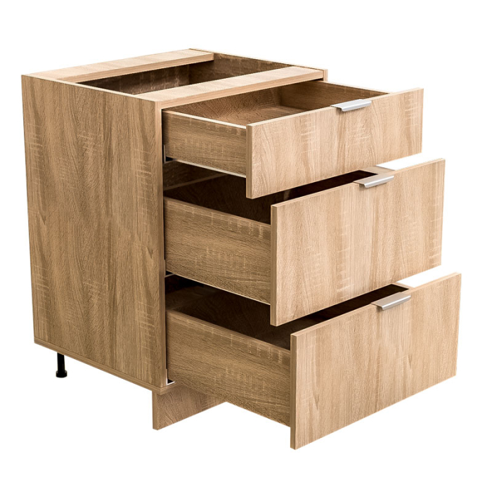 Corp Modular Bucătărie PAL 18 mm, Stejar Natur, 3 Sertare, Glisiere Tandem Blum cu Blumotion, Mâner Profil 120 mm [3]
