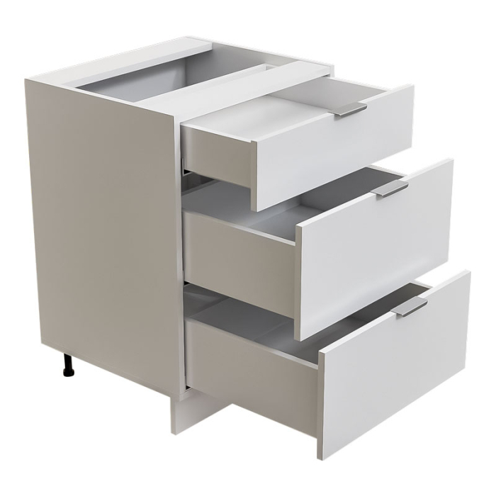 Corp modular de bucătărie – PAL 18 mm, Alb Mat, 3 sertare, Glisiera Tandem cu Blumotion, manere tip profil 120mm [4]