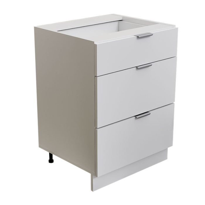 Corp modular de bucătărie – PAL 18 mm, Alb Mat, 3 sertare, Glisiera Tandem cu Blumotion, manere tip profil 120mm [3]