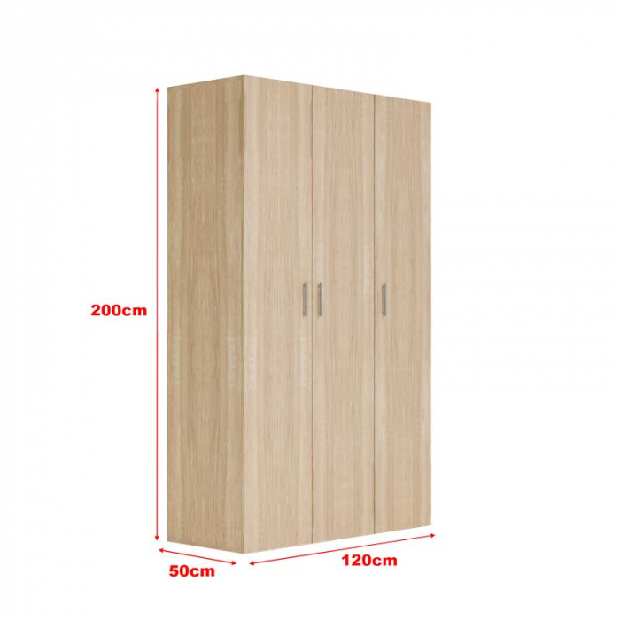 Dressing cu cu 3 usi,Lucmi, PAL melaminat 18mm, Egger Stejar natur, 120 x 50 x 200(h)cm [8]