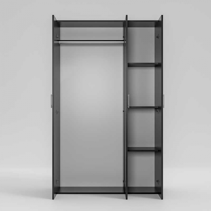 Dressing cu cu 3 usi,Lucmi, PAL melaminat 18mm, Negru, 120 x 50 x 200(h)cm [6]