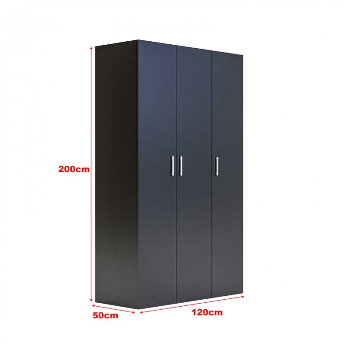 Dressing cu cu 3 usi,Lucmi, PAL melaminat 18mm, Negru, 120 x 50 x 200(h)cm [7]