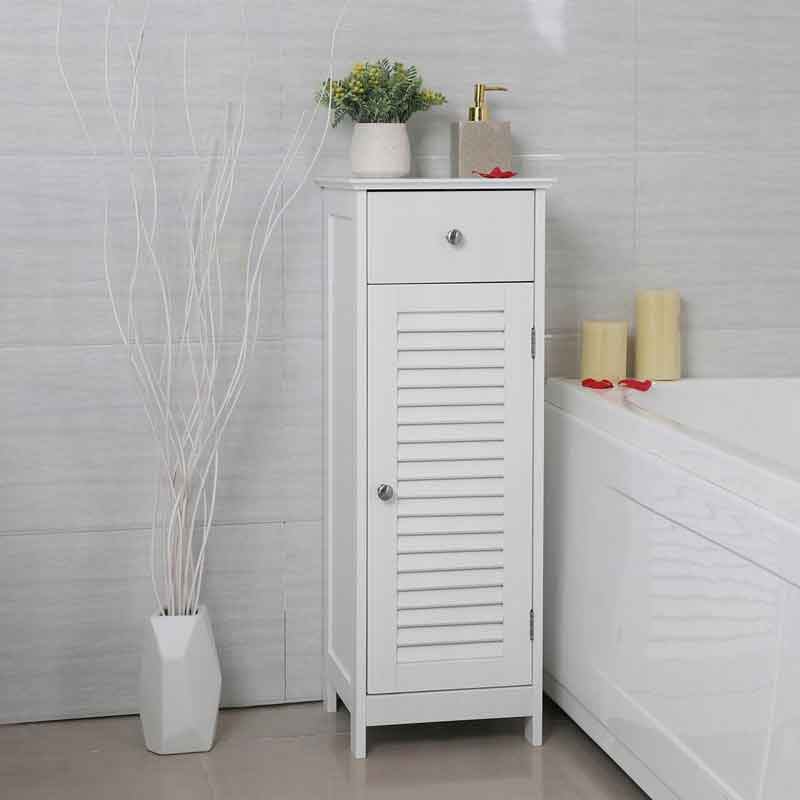 Dulap baie, LUCMI,  MDF, 1 raft, 1 usa, 1 sertar, alb MAT, 32x30x87cm [6]