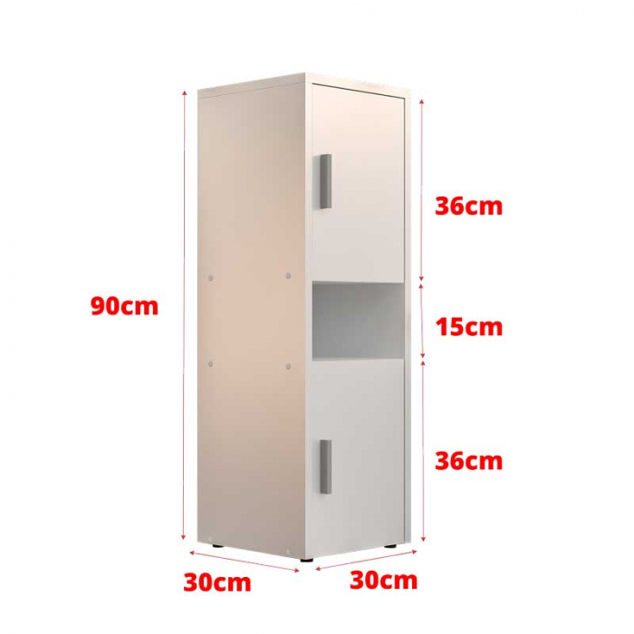 Dulap baie Lucmi,  PAL 18mm, Cant ABS 2mm, 2 usi, 1 raft, alb, 30 x 30 x 90(h)cm [8]