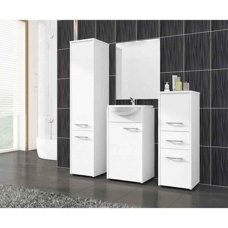 Dulap baie, PAL laminat, 5 rafturi, 2 usi, alb MAT, 30x30x140 cm [3]