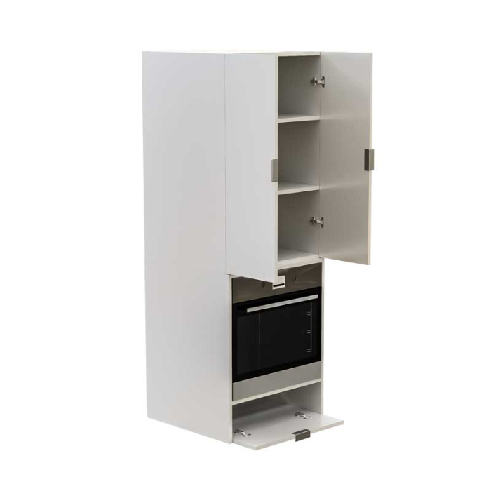 Dulap coloana pentru Cuptor incorporabil, Lucmi, PAL 18mm, Cant ABS 2mm, Alb Mat, cu spatiu depozitare si  2 polite, 2 usi, 60(a) x 63.6( L) x 200(h)cm [5]