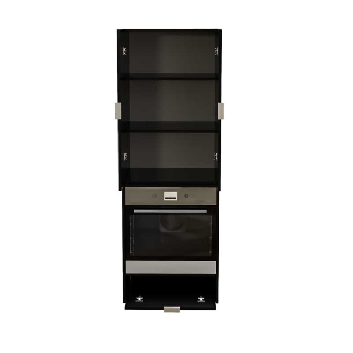 Dulap coloana pentru Cuptor incorporabil, Lucmi, PAL 18mm, Cant ABS 2mm, Negru Mat, cu spatiu depozitare si  2 polite, 2 usi, 60(a) x 63.6( L) x 200(h)cm [4]