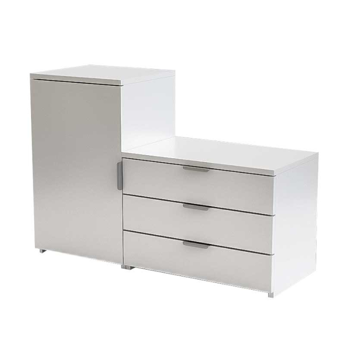 Dulap depozitat incaltaminte, pantofar, PAL18mm, Alb Mat, cant abs, 3 sertare, 2 rafturi, alb, 98.4x360x68/43 cm [4]