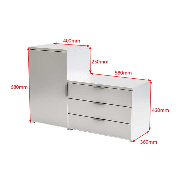 Dulap depozitat incaltaminte, pantofar, PAL18mm, Alb Mat, cant abs, 3 sertare, 2 rafturi, alb, 98.4x360x68/43 cm [7]