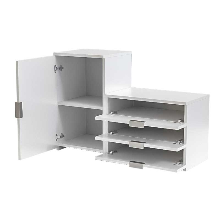 Dulap depozitat incaltaminte, pantofar, PAL18mm, Alb Mat, cant abs, 3 sertare, 2 rafturi, alb, 98.4x360x68/43 cm [6]