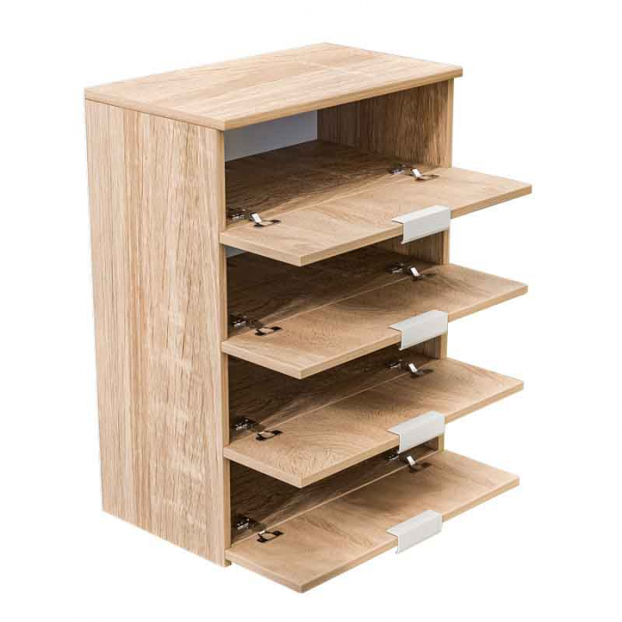 Dulap depozitat incaltaminte, pantofar, PAL laminat 18mm, 4 sertare, stejar natur, 60x33x80 cm [6]