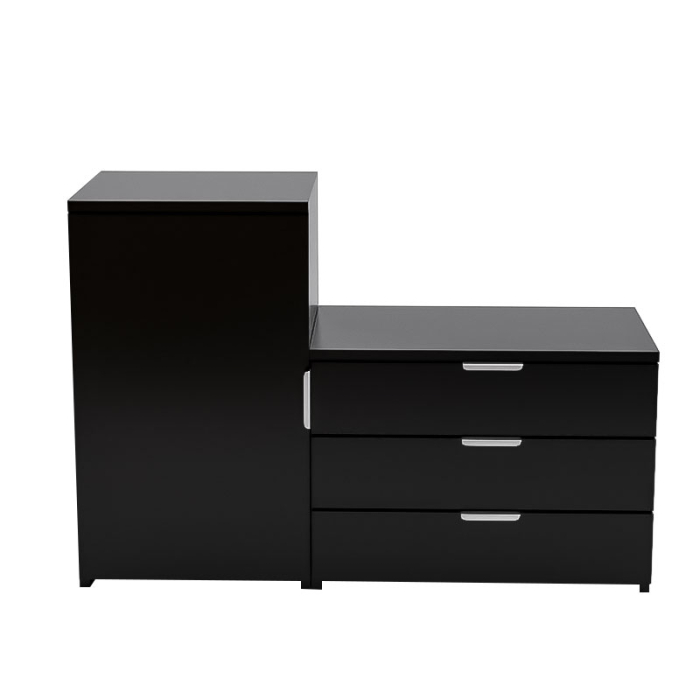 Dulap depozitat incaltaminte, pantofar, PAL18mm, Negru Mat, cant abs, 3 sertare, 2 rafturi, alb, 98.4x360x68/43 cm [3]