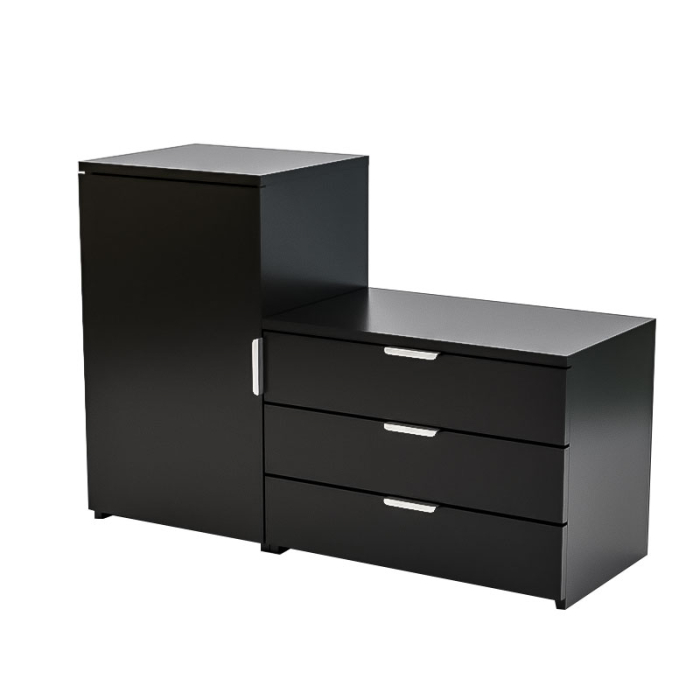 Dulap depozitat incaltaminte, pantofar, PAL18mm, Negru Mat, cant abs, 3 sertare, 2 rafturi, alb, 98.4x360x68/43 cm [7]