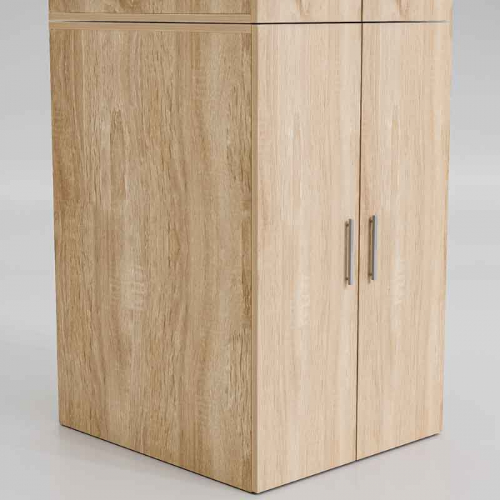 Dulap Masca masina de spalat si uscator haine, Lucmi, PAL 18 mm, 1 raft, 4 usi, Stejar Natur, 70.6 x 66.8 x 190.6 cm [4]