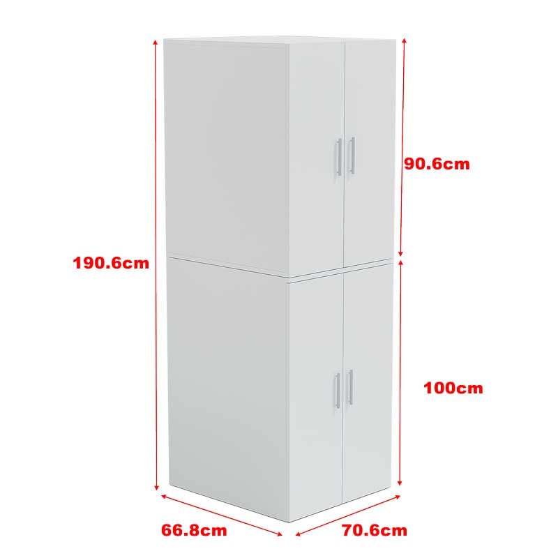 Dulap Masca masina de spalat si uscator haine, Lucmi, PAL 18 mm, 1 raft, 4 usi, Alb mat, 70.6 x 66.8 x 190.6 cm [6]