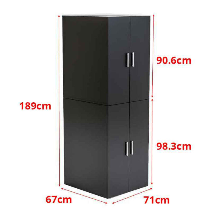 Dulap mașină de spălat și uscător cu uși, mască baie îngustă, 4 uși, 71x67x189 cm – Negru, Lucmi [3]