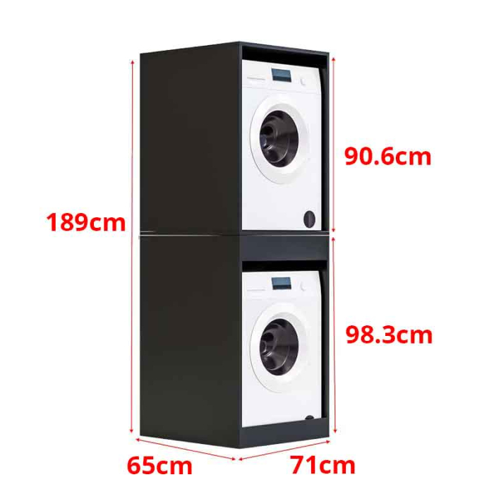 Dulap mașină de spălat și uscător fără uși, mască baie îngustă, 71x65x190 cm – Negru, Lucmi [7]