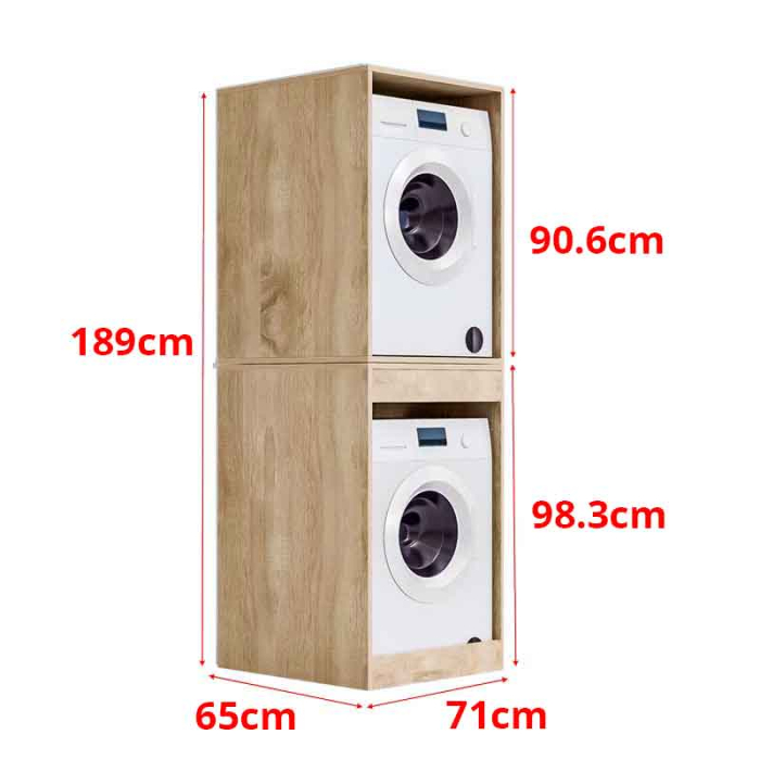 Dulap mașină de spălat și uscător fără uși, mască baie îngustă, 71x67x189 cm – Stejar Natur, Lucmi [5]