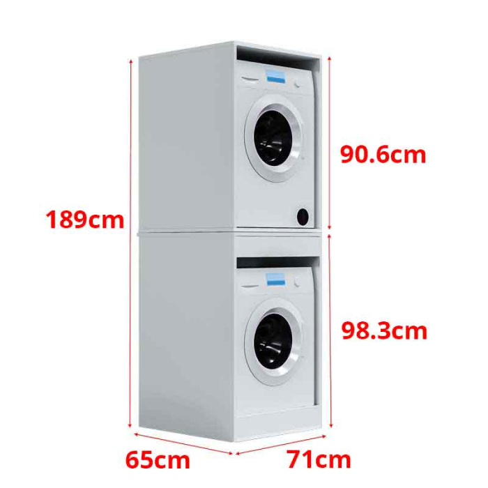 Dulap mașină de spălat și uscător fără uși, mască baie îngustă, 71x65x189 cm – Alb Mat, Lucmi [3]